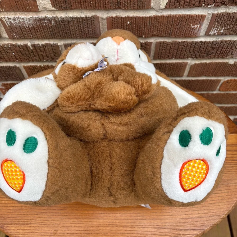 Bunny Rabbit with Baby Carrot Plush Easter Stuffed Animal Soft Tan Collectible